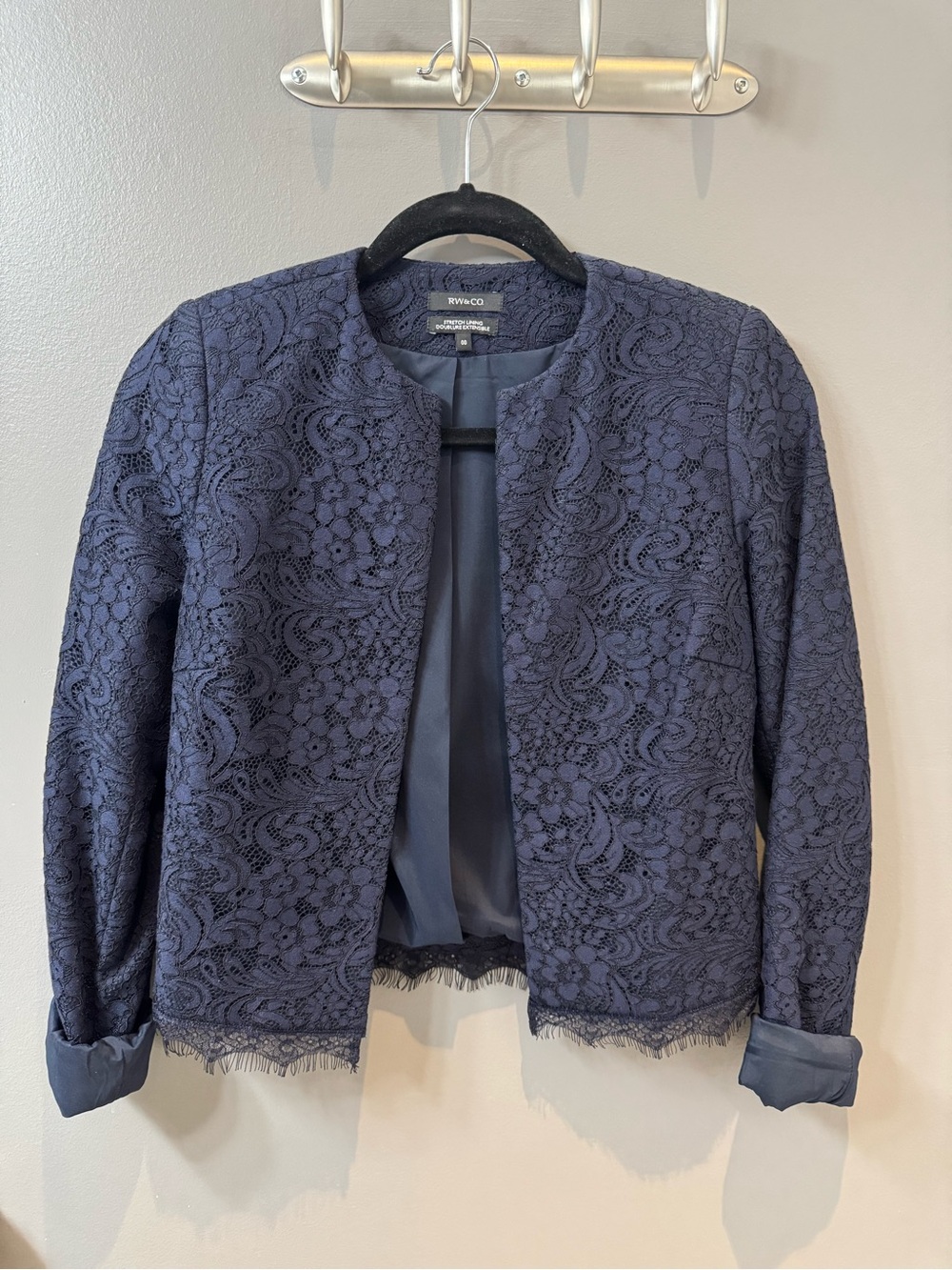 RW&CO Floral Lace Jacket in Blue Size 00